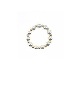 Erin Gray Sterling Silver 4mm and Gold-Filled 2mm beaded Waterproof Stretch Ring