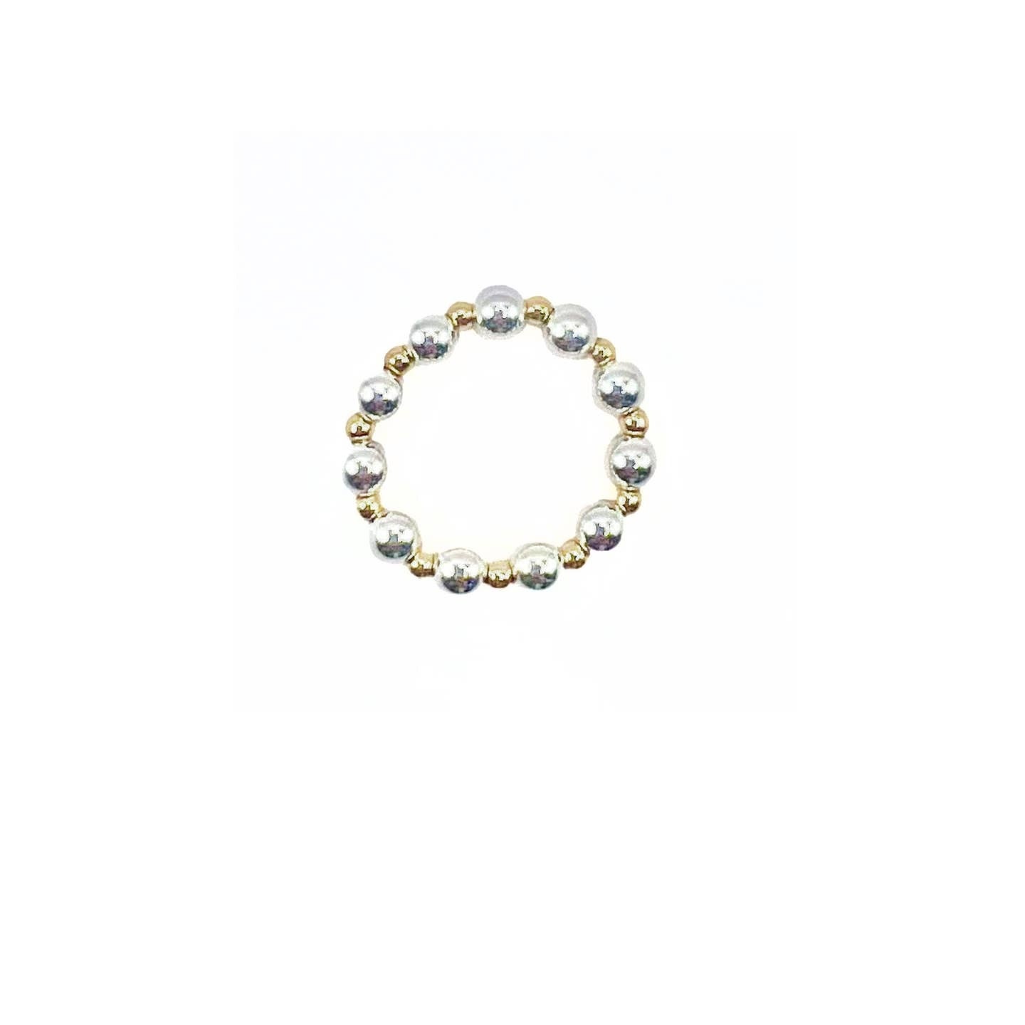 Erin Gray Sterling Silver 4mm and Gold-Filled 2mm beaded Waterproof Stretch Ring