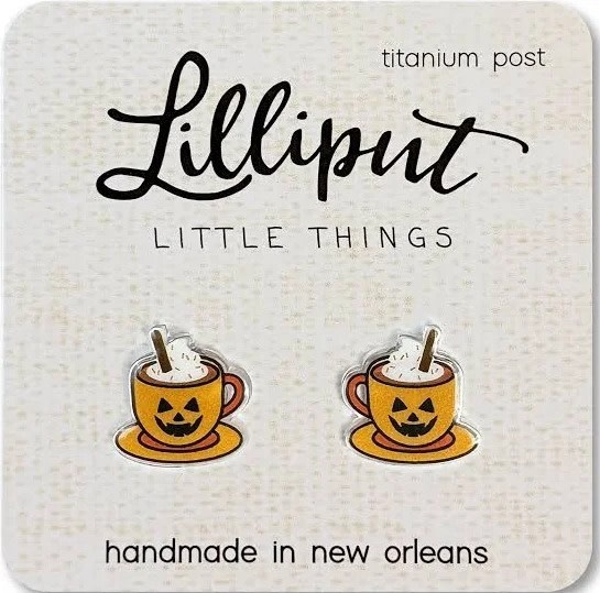 Lilliput Little Things Pumpkin Spice Latte Halloween Earrings