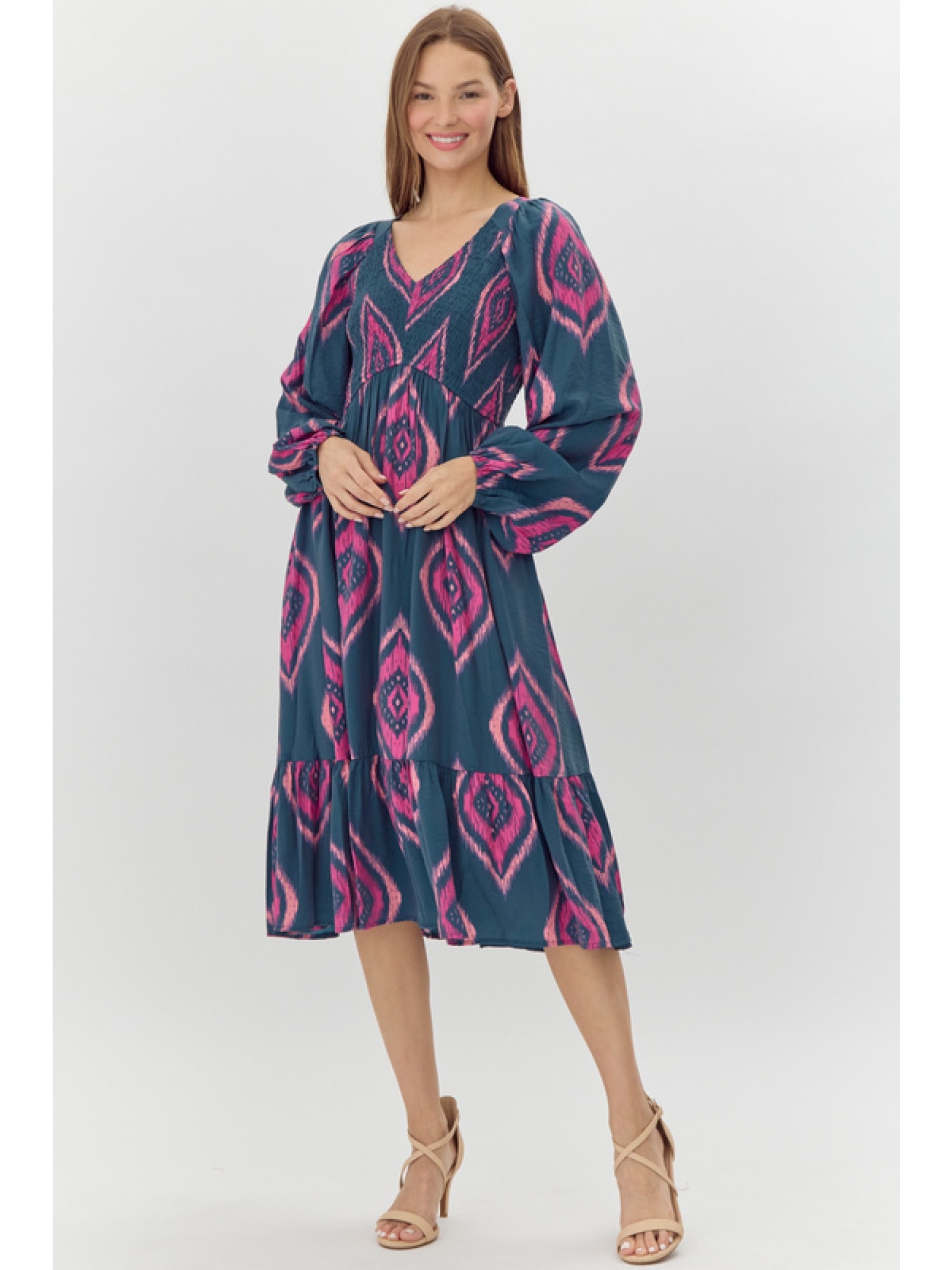 Jodifl Teal Print Dress