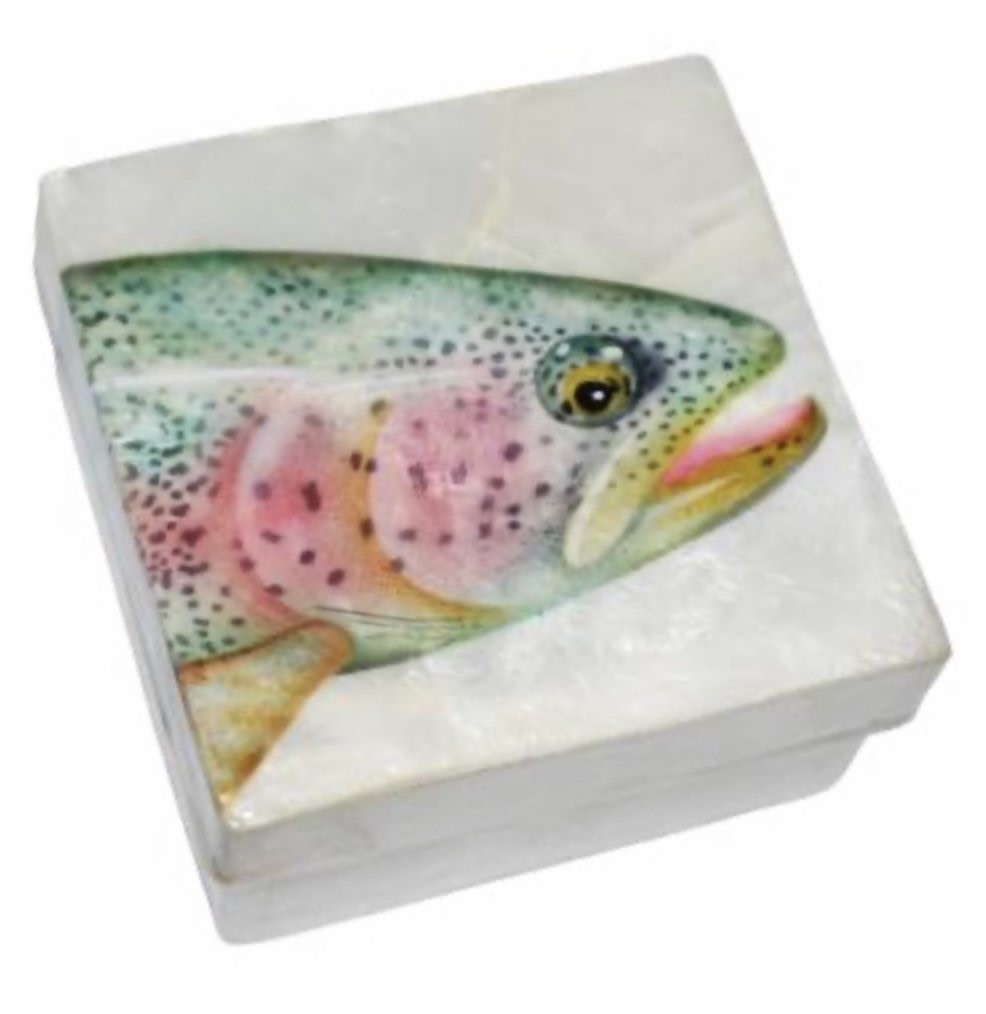 FLEURISH Rainbow Trout Fish Capiz Box