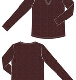 Liverpool Los Angeles long sleeve v-neck knit top w. shirring