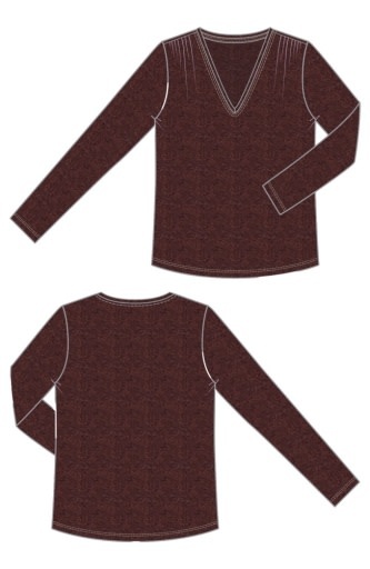 Liverpool Los Angeles long sleeve v-neck knit top w. shirring