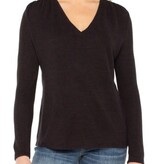 Liverpool Los Angeles long sleeve v-neck knit top w. shirring