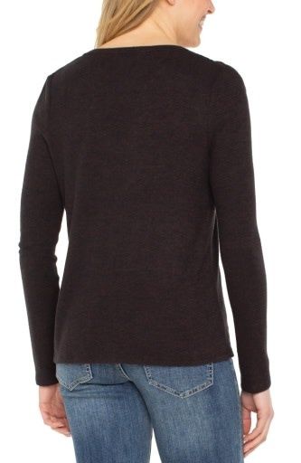 Liverpool Los Angeles long sleeve v-neck knit top w. shirring