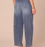 Democracy Mid Blue Artisanal 28 /17” “AB” Solution Skyrise Relaxed Barrel Leg