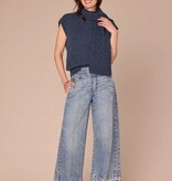 Democracy Heather Ensign Blue Extended Shoulder Round Neck Sweater Vest