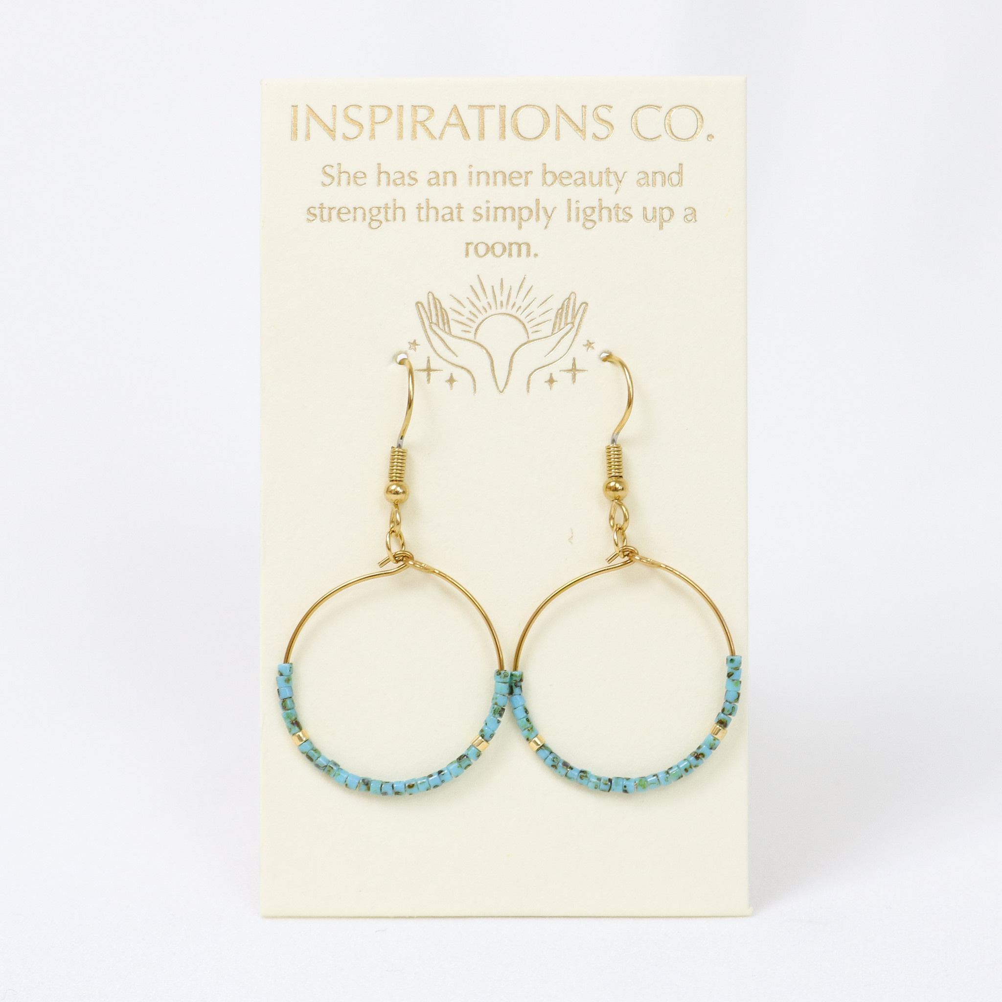 Inspiration Hoops Turquoise Tortoise/Gold Hoops