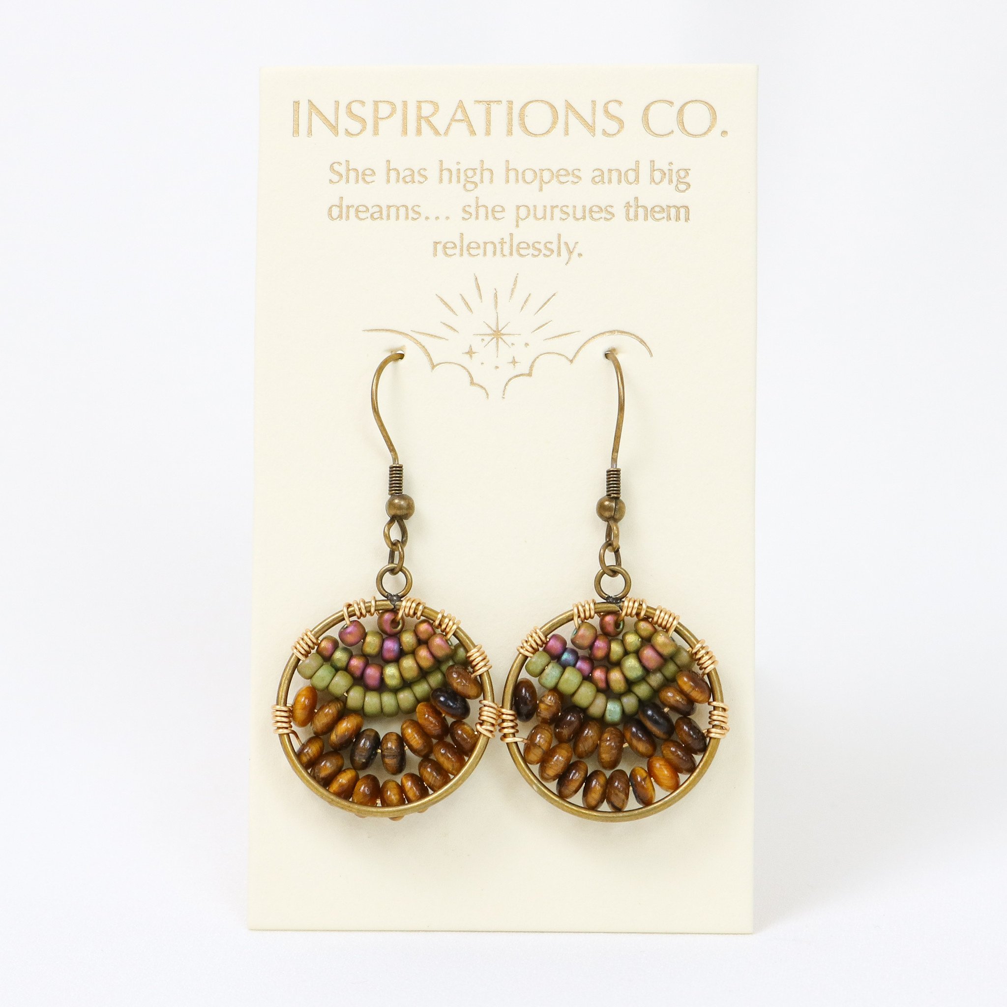 Inspiration Hoops Multi Dark Natural Beaded Hoops