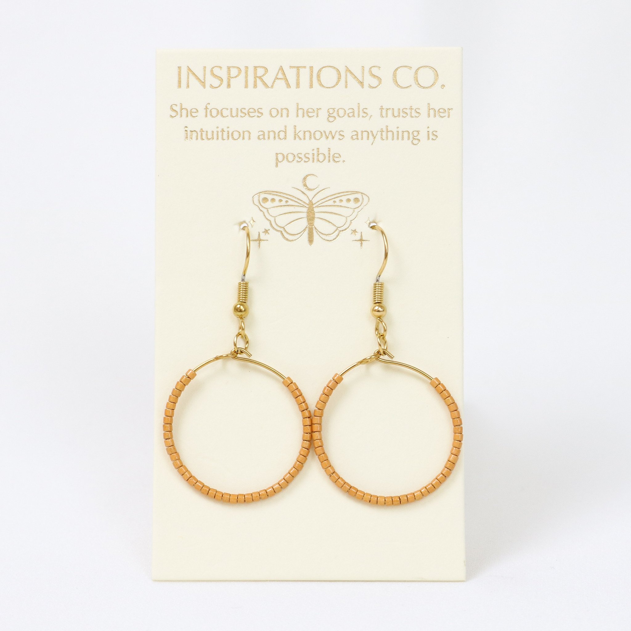 Inspiration Hoops Matt Gold Bead Hoops