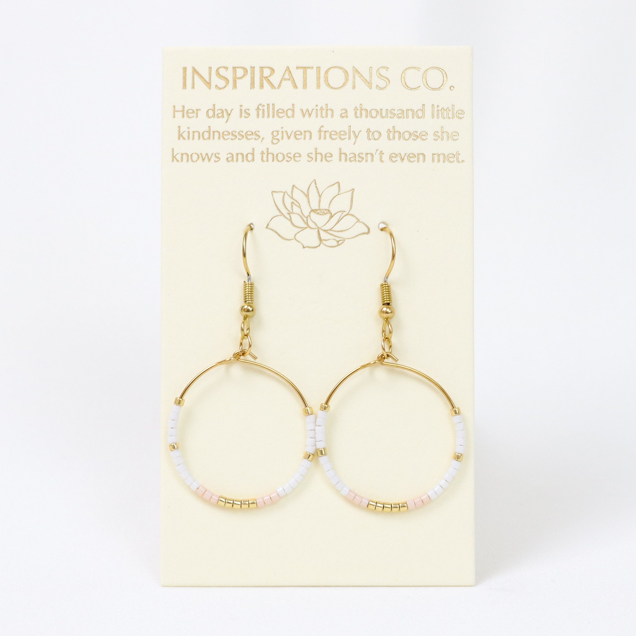 Inspiration Hoops White/Pink/Gold Hoop Earrings