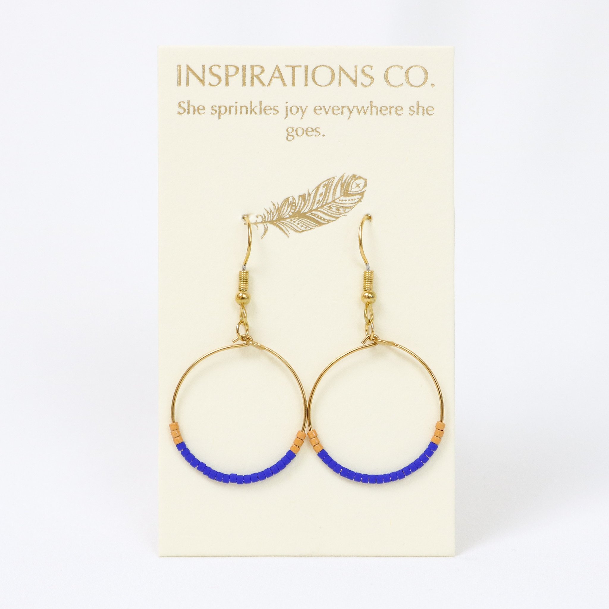 Inspiration Hoops Royal/Gold Bead Hoops