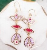 Lou & Co. Lavender Beaded Flower Dangle Earrings