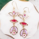 Lou & Co. Lavender Beaded Flower Dangle Earrings
