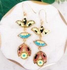 Lou & Co. Black Beaded Flower Dangle Earrings