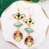 Lou & Co. Black Beaded Flower Dangle Earrings