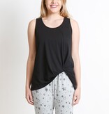 Black Cotton Jersey Twist Tank