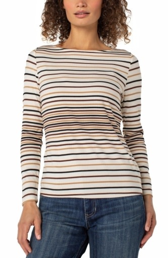 Liverpool Los Angeles long sleeve boat neck knit top