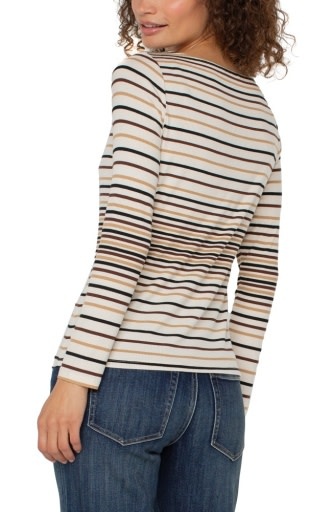 Liverpool Los Angeles long sleeve boat neck knit top