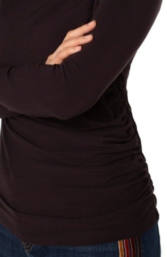 Liverpool Los Angeles long sleeve mock neck knit top w shirring