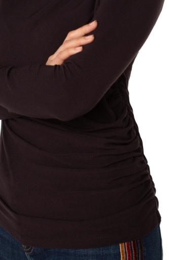 Liverpool Los Angeles long sleeve mock neck knit top w shirring