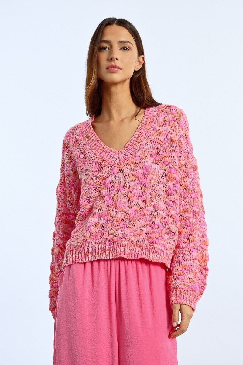 Molly Bracken Pink Melange Oversized  Ladies Knitted Sweater