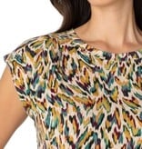 Liverpool Los Angeles sleeveless shoulder pleat boat neck knit top