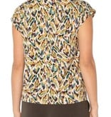 Liverpool Los Angeles sleeveless shoulder pleat boat neck knit top