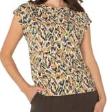 Liverpool Los Angeles sleeveless shoulder pleat boat neck knit top