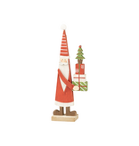 SM-Wood Santa table piece, tall scandi red and white