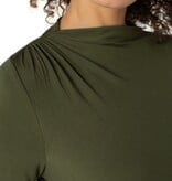 Liverpool Los Angeles long sleeve mock neck knit top w shirring