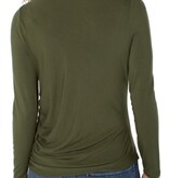 Liverpool Los Angeles long sleeve mock neck knit top w shirring