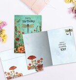 Dragonfly Toadstool Birthday Greeting Card