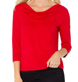 Liverpool Los Angeles 3/4 sleeve draped neck knit top