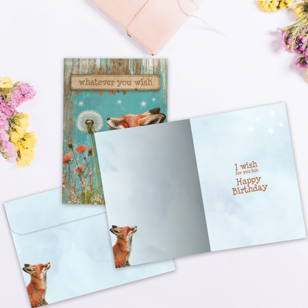 Fox Wishes Birthday Greeting Card