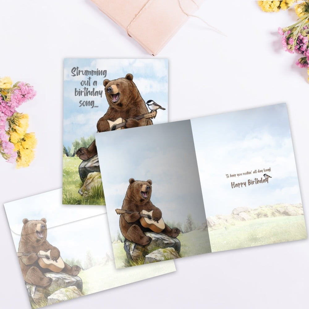Bear Guitar Birthday Greeting Card