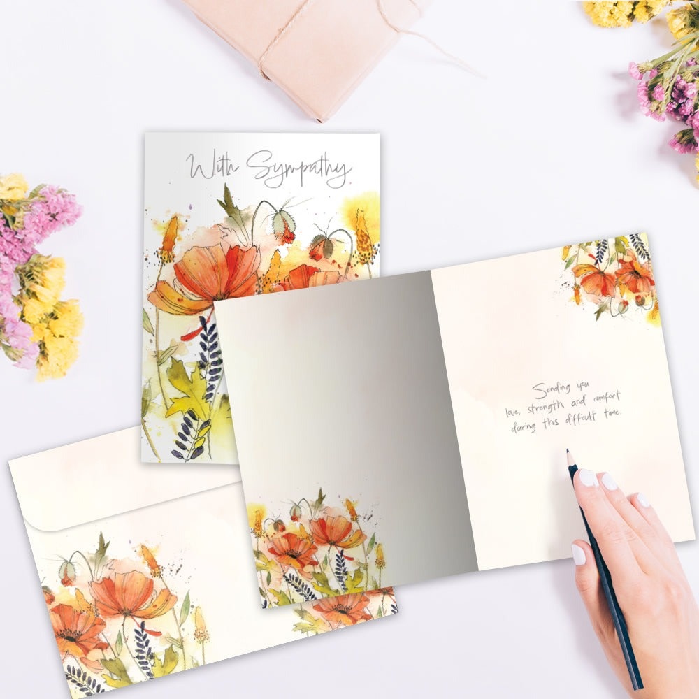Heartfelt Flowers Sympathy Greeting Card