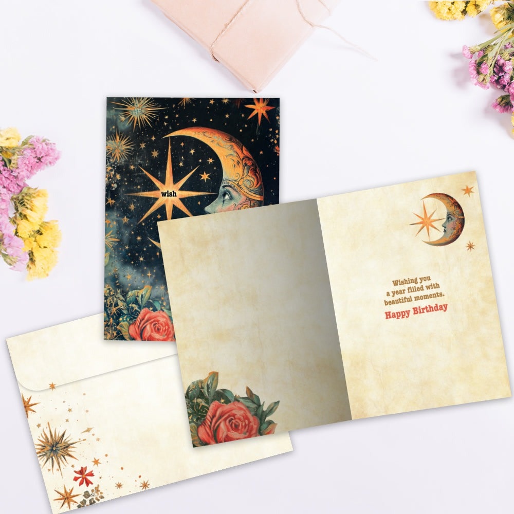 Crescent Moon Wish Birthday Greeting Card