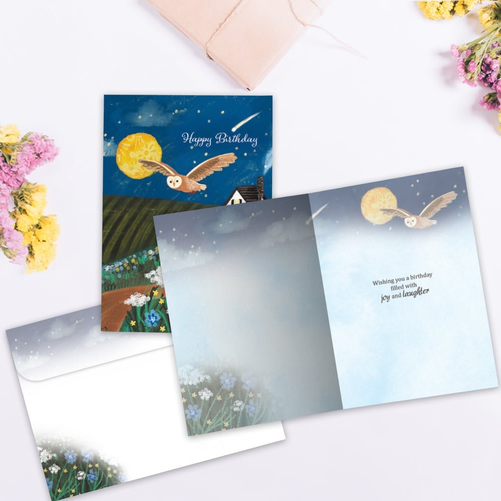 Soaring Owl Birthday Greeting Card