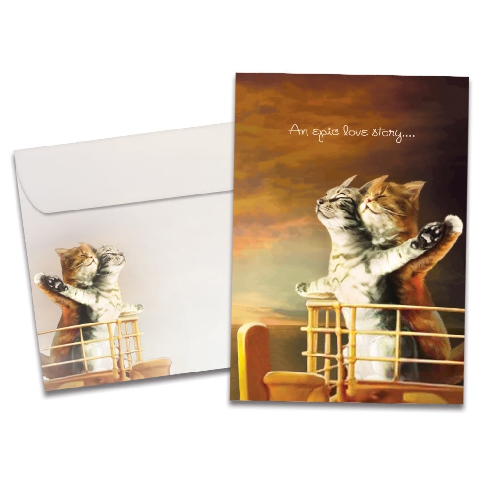 Cat Titanic Anniversary for Couple Greeting Card