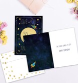 Moon and Back Birthday Greeting Card