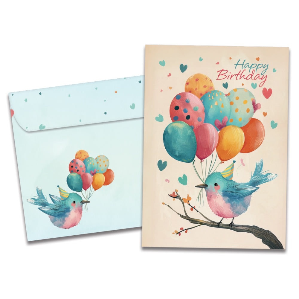 Balloons Flying By Birthday Greeting Card