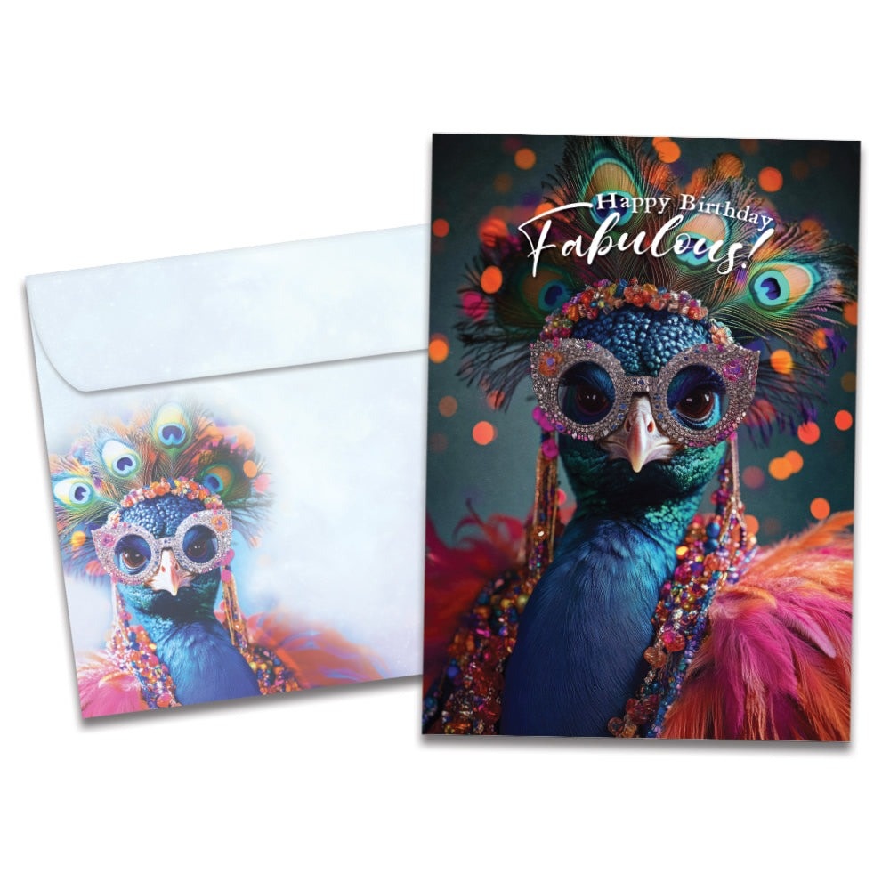 Fabulous Peacock Birthday Greeting Card