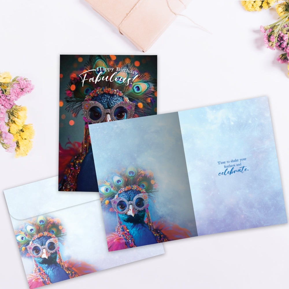 Fabulous Peacock Birthday Greeting Card