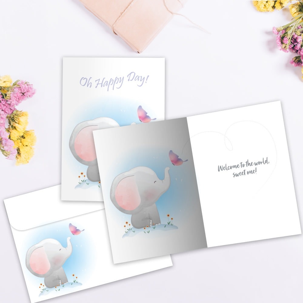 Happy Day Elephant New Baby Greeting Card