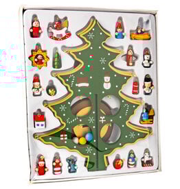 Set of 20 mini hand painted vintage ornaments w wood tree