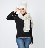 Lou & Co. Ivory Lurex Stripe Hat and Scarf Set