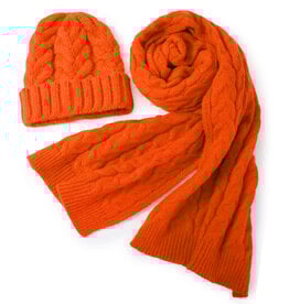 Lou & Co. Orange Cable Knit Hat and Scarf Set