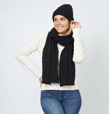 Lou & Co. Black Cable Knit Hat and Scarf Set