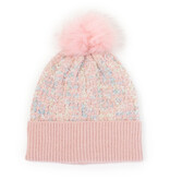 Lou & Co. Pink Tweed-like Knit Beanie With Pom Pom